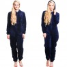 One piece pyjama - fluffy fleece warm jumpsuit - with hood / zipper