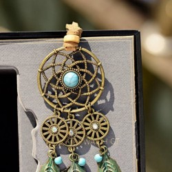Long necklace with peacock feather - dreamcatcher - leather ropeNecklaces