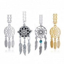 Ethnic style necklace - dreamcatcher with stainless steel feathers