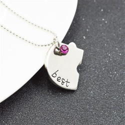 "Best Friends Forever and Ever" - heart shaped necklace with crystals - 4 piecesNecklaces