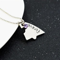 "Best Friends Forever and Ever" - heart shaped necklace with crystals - 4 piecesNecklaces