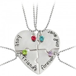 "Best Friends Forever and Ever" - heart shaped necklace with crystals - 4 piecesNecklaces