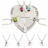 "Best Friends Forever and Ever" - heart shaped necklace with crystals - 4 piecesNecklaces