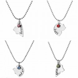 "Best Friends Forever and Ever" - heart shaped necklace with crystals - 4 piecesNecklaces