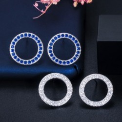 Classic round jewelry set - necklace / earrings / ring - with cubic zirconia