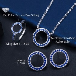 Classic round jewelry set - necklace / earrings / ring - with cubic zirconia