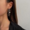 Long silver earrings - mini heart-shaped pendant / chain / circles