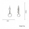 Long silver earrings - mini heart-shaped pendant / chain / circles