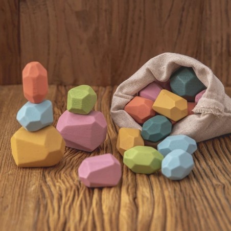 Wooden jenga stones - colorful building blocks - educational toy