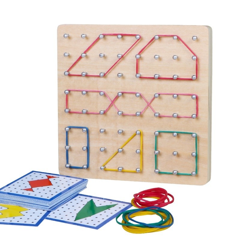 Creative graphics - rubber ties / nails - wooden puzzle board - educational toy