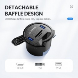 Desktop grommet - USB 3.0 HUB type-C - high speed splitter - with SD / TF / headphone / microphone adapter - for PCHubs
