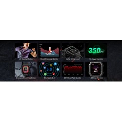 KOSPET ROCK - Smart Watch - Bluetooth - Android / IOS - waterproof - fitness tracker - blood pressure monitor