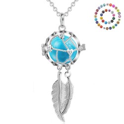 Pregnancy necklace - dreamcatcher with stainless steel feathers / Mexican Bola ball with soundNecklaces