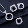 Elegant jewellery set - necklace / earrings / ring - with sapphire - sterling silver