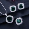 Elegant jewellery set - necklace / earrings / ring - with sapphire - sterling silver