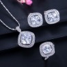 Elegant jewellery set - necklace / earrings / ring - with sapphire - sterling silver