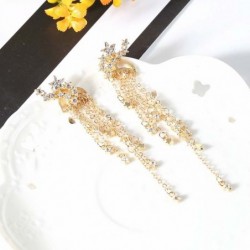 Classic long crystal earrings with stars streamlined