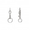 Long silver earrings - mini heart-shaped pendant / chain / circles