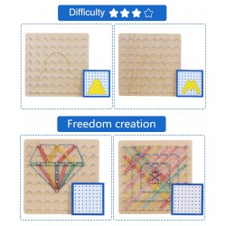 Creative graphics - rubber ties / nails - wooden puzzle board - educational toy