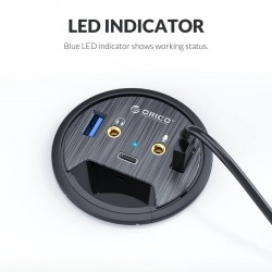 Desktop grommet - USB 3.0 HUB type-C - high speed splitter - with SD / TF / headphone / microphone adapter - for PCHubs