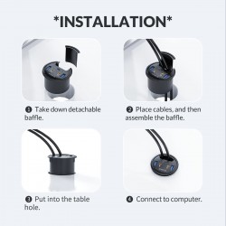 Desktop grommet - USB 3.0 HUB type-C - high speed splitter - with SD / TF / headphone / microphone adapter - for PCHubs