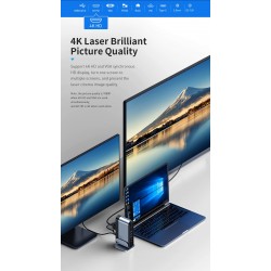 Baseus - USB-C 3.0 / HUB type-C to HDMI - RJ45 VGA SD / TF - power adapter - 17 in 1 docking station for Macbook Pro