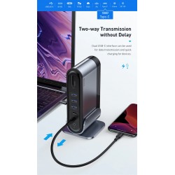 Baseus - USB-C 3.0 / HUB type-C to HDMI - RJ45 VGA SD / TF - power adapter - 17 in 1 docking station for Macbook Pro