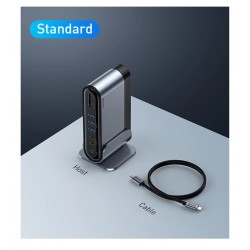 Baseus - USB-C 3.0 / HUB type-C to HDMI - RJ45 VGA SD / TF - power adapter - 17 in 1 docking station for Macbook Pro