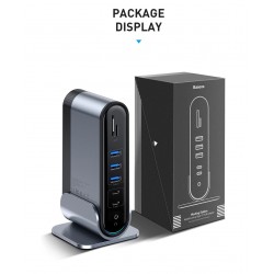 Baseus - USB-C 3.0 / HUB type-C to HDMI - RJ45 VGA SD / TF - power adapter - 17 in 1 docking station for Macbook Pro