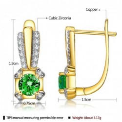 Elegant gold earrings - with square green crystalEarrings