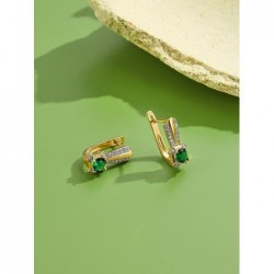 Elegant gold earrings - with square green crystalEarrings