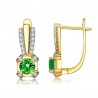 Elegant gold earrings - with square green crystalEarrings
