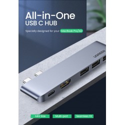 UGREEN - USB C HUB duplo tipo C para multi USB 3.0 4K HDMI - adaptador Thunderbolt 3 - para MacBook Pro Air