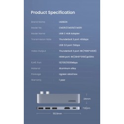 UGREEN - USB C HUB dual type-C to multi USB 3.0 4K HDMI - adapter Thunderbolt 3 - for MacBook Pro AirHubs