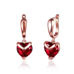 Luxurious earrings with red crystal heartEarrings