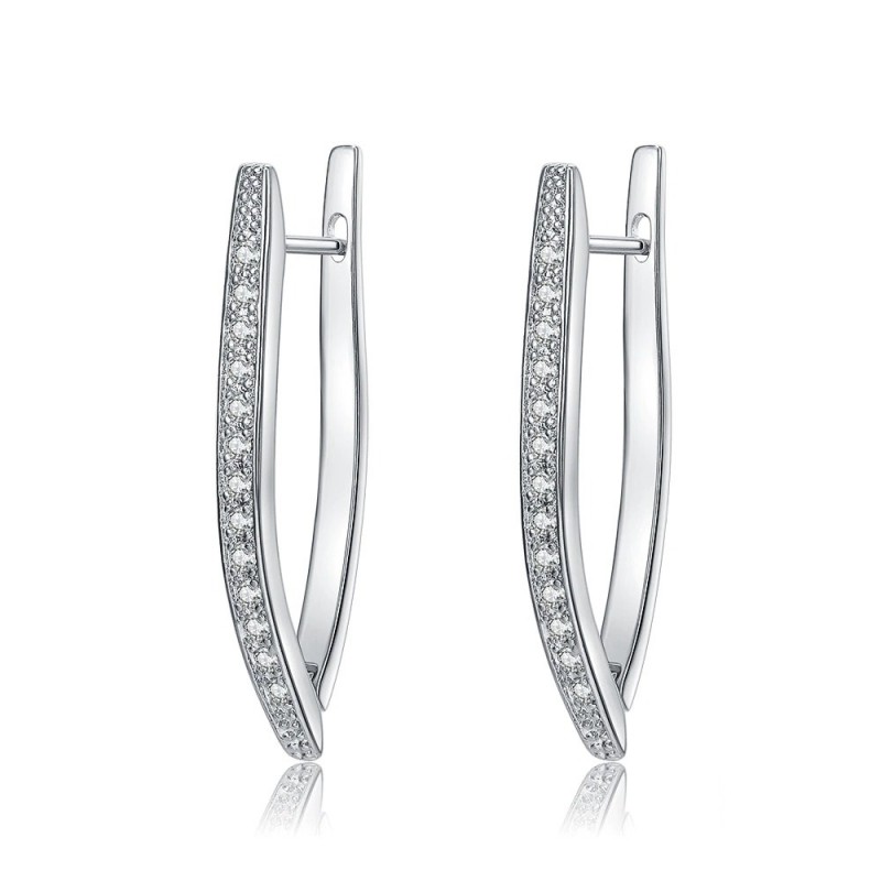 Elegant earrings with crystals - V-shape