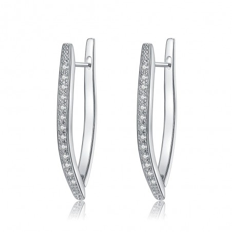 Elegant earrings with crystals - V-shape