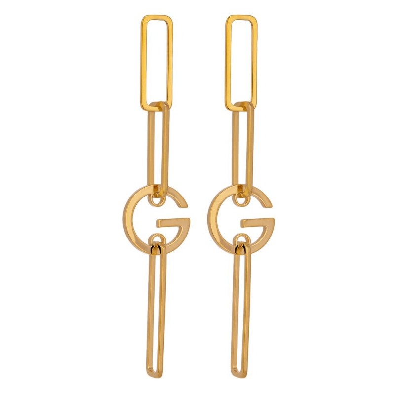 Stylish irregular geometric long earrings - with G letter - goldEarrings