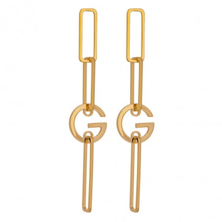 Stylish irregular geometric long earrings - with G letter - goldEarrings