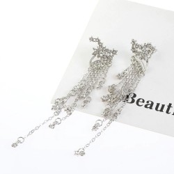 Classic long crystal earrings with stars streamlined