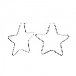 Large star hoop silver earrings