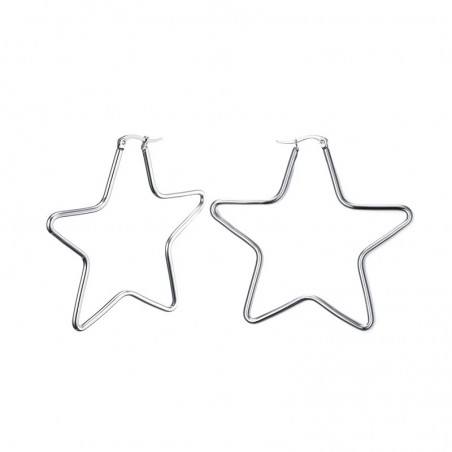 Large star hoop silver earringsEarrings