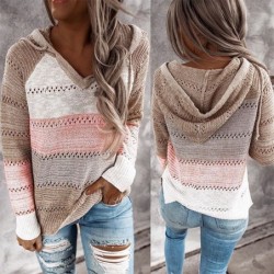 Multicolor hooded sweater - stitching pattern