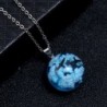 Necklace with transparent resin ball - luminous - blue sky / clouds / birds