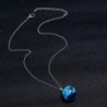 Necklace with transparent resin ball - luminous - blue sky / clouds / birds