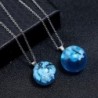 Necklace with transparent resin ball - luminous - blue sky / clouds / birds