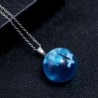 Necklace with transparent resin ball - luminous - blue sky / clouds / birds