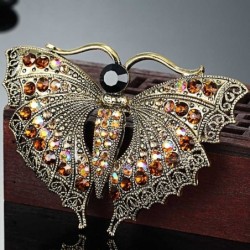 Vintage brooch with crystal butterfly