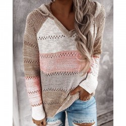 Multicolor hooded sweater - stitching pattern
