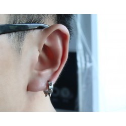 Hip Hop style small round earrings - with rivets - black / silver - unisexEarrings